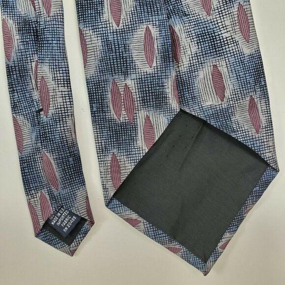 Stafford Abstract Blue Purple‎ Silk Wide Tie - Picture 5 of 6